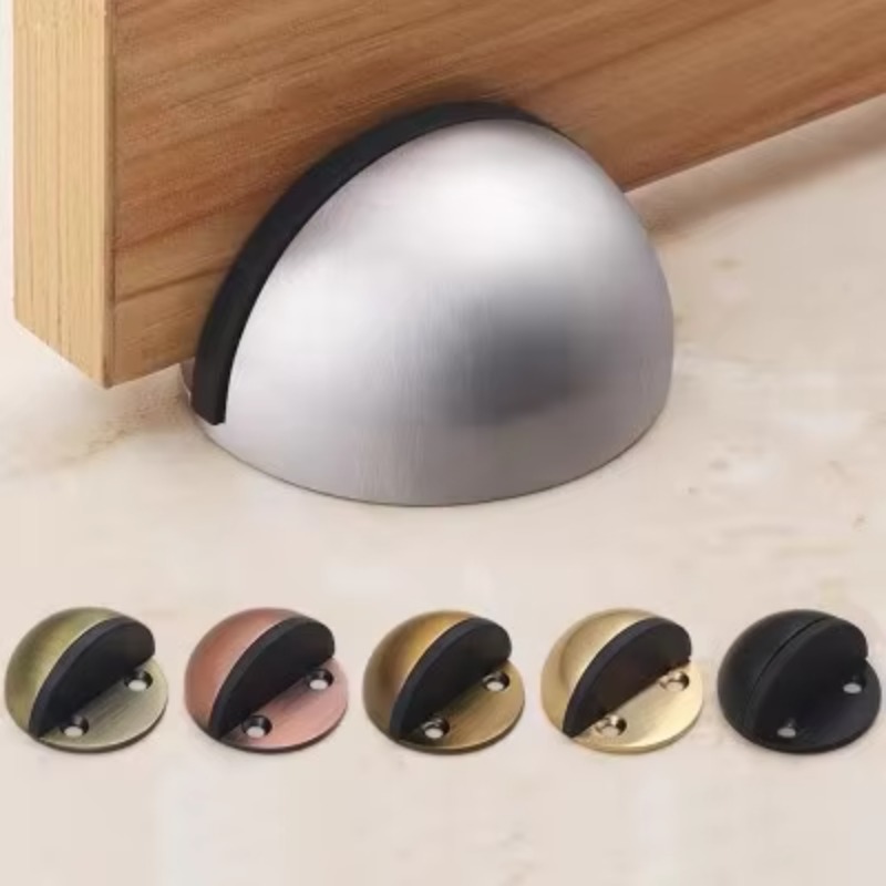Door Stopper Rubber - Edelstahl-Gummi-Magnet-Türstopper, bohrfreier Aufkleber, versteckte Türhalter, bodenmontierte,