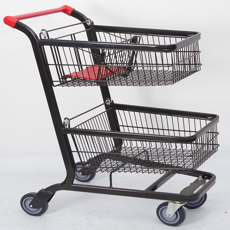 Home Improvement Handyman - 2-stufiger Trolley-Wagen, doppelter kommerzieller zweilagiger Einkaufskorb,